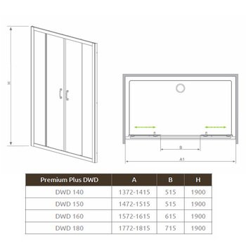 Душевая дверь Premium Plus DWD160*190 -15429