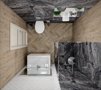 Дизайн-проект «Сочетание разных стилей и фактур в ванной комнате »-22428