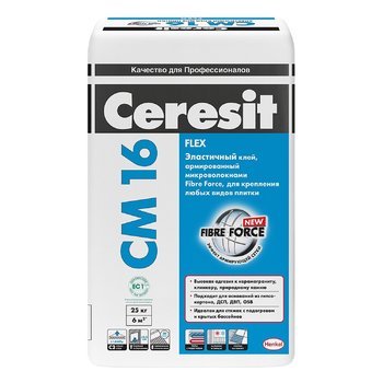 Ceresit СМ 16 Flex. Эластичный клей, армированный микроволокнами Fibre Force, для любых видов плиток 25 кг.-9868