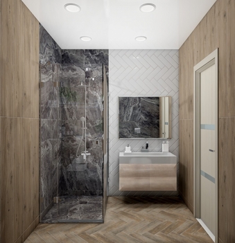 Дизайн-проект «Сочетание разных стилей и фактур в ванной комнате »-22426