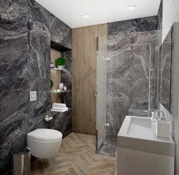 Дизайн-проект «Сочетание разных стилей и фактур в ванной комнате »-22430