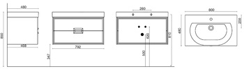 Тумба Canaletto белая матовая 80см с 2 ящиками (подходит для раковин Buongiorno)-14040