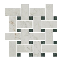 Декор Серенада мозаичный белый лаппатированный, 32*32*0,9